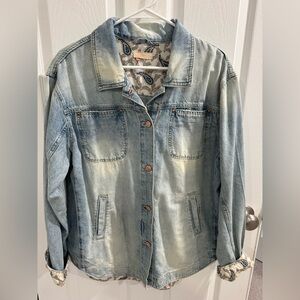 Pilcro Light Blue Jean Jacket with Paisley